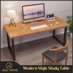 100/120/140/160cm Elegant Study Table Home Office Table Computer Desk Steel Frame Legs Modern Style