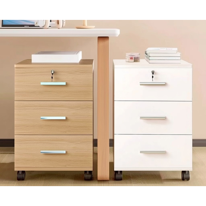 ASJ_Wooden Office 3 Tier Drawers cabinet with drawer lock and flexi wheels - Image 4